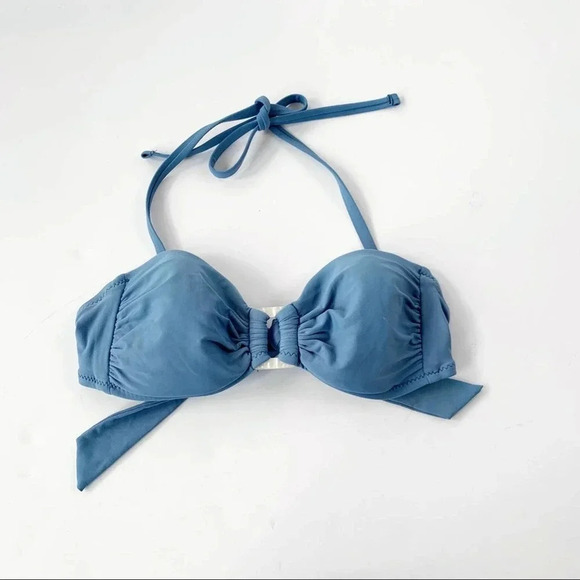 New HELEN JON Shell Bandeau Bikini Swim Top Slate Blue Size XS - Picture 3 of 10